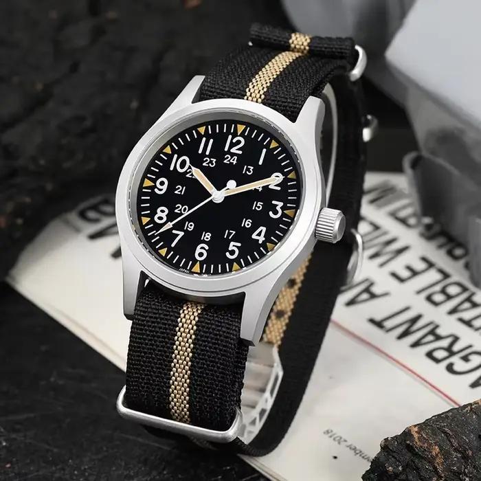 Militado ML05 38mm vojenské hodinky mis5 2035 pohyb klenutý zafírový kryštál C3 zelené svetlo 10Bar vodeodolné