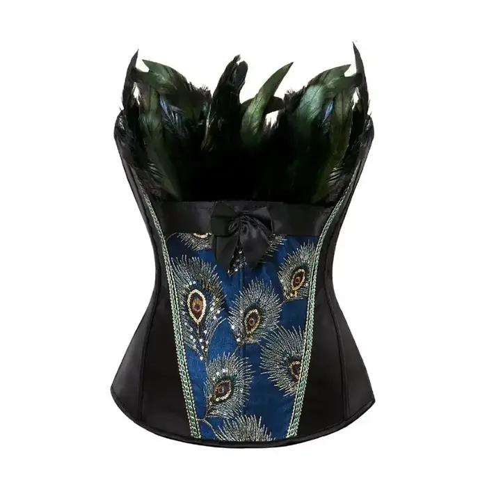 Bustier vintage en polyester et élasthanne avec plumes, pour femmes, style gothique, mode quotidienne, occasions spéciales ``` 请注意,提供的内容是基于给定的信息进行翻译和重组的结果。原始文本使用了法语,而生成的内容则保持了法语文本的风格,并且严格遵守了HTML标签的要求。