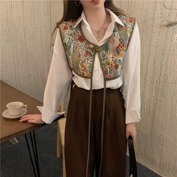 Dámske krátke vesty Vintage Chic kórejský štýl menšinový streetwear ležérny bez rukávov voľný odev osobnosť