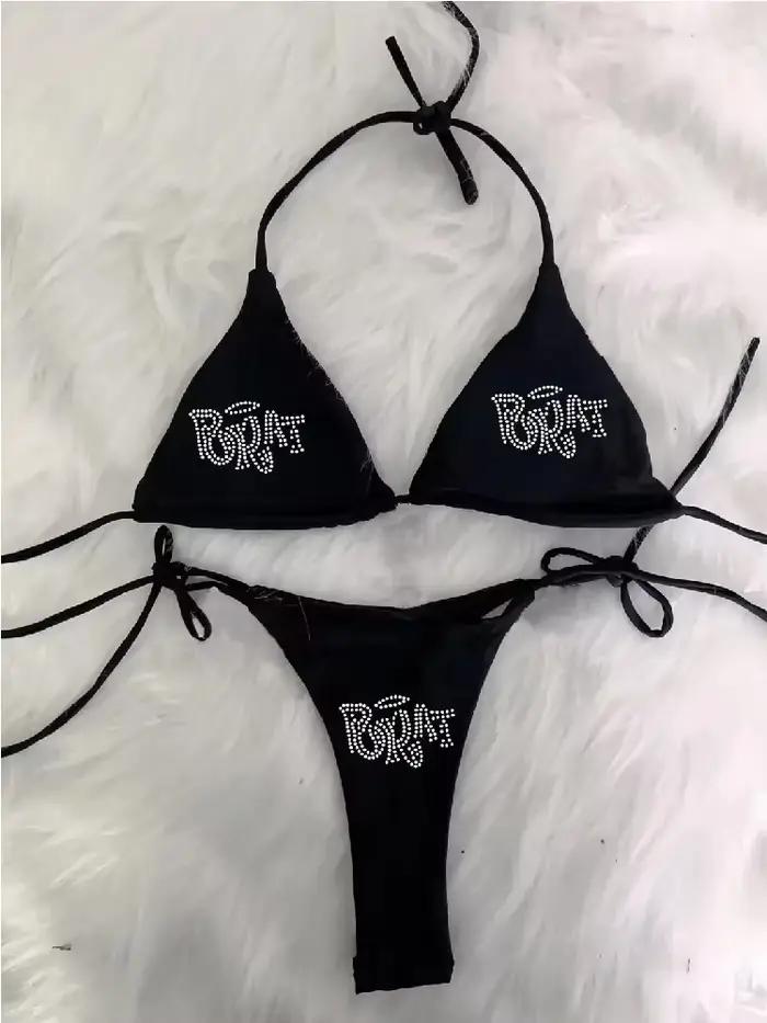 2000s ženský punkový nový plážový odev gotické BRAT kamienková potlač Grunge plavky Bikiny Y2K m