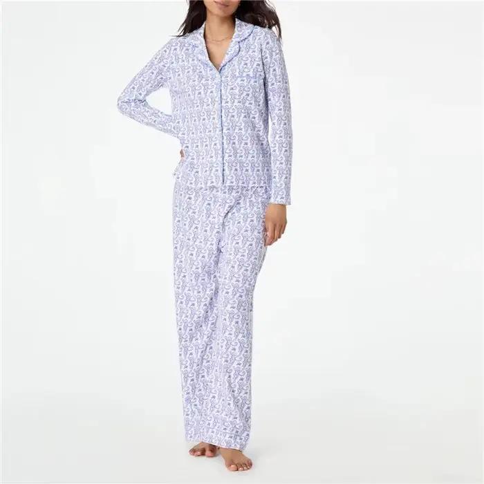 Pyjamas mignons et élégants pour femmes, style cartoon années 2000, col en V, polyester doux, deux pièces, nuit de sommeil confortable, cadeau idéal pour occasions spéciales