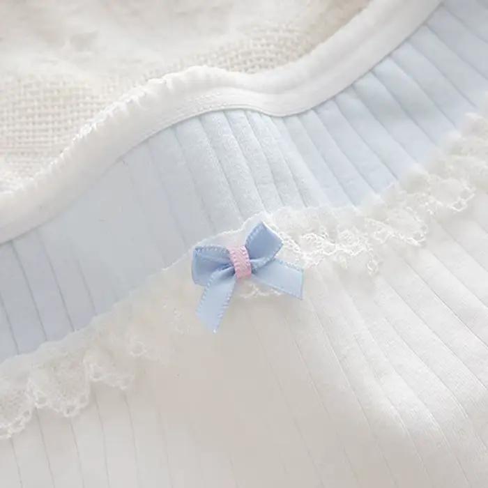 Culottes en coton pur pour femmes, en dentelle, confortables, sans couture, sous-vêtements mignons pour filles, culotte ours de dessin animé, taille moyenne, 3 pièces/ensemble