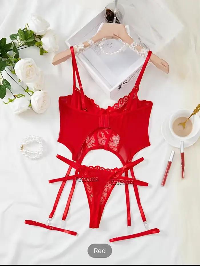 Ensemble de Lingerie jarretelles en dentelle florale avec tour de cou pour femmes, intimes, soutien-gorge à armatures et tongs, ensemble de sous-vêtements pour dames, 2024