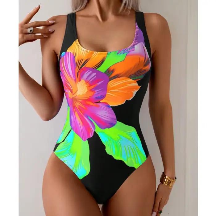 Letná potlač Sexy jednodielne plavky pre ženy Push Up plavkové oblečenie na plávanie body