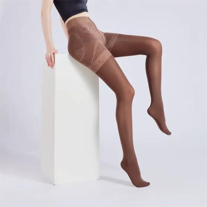 Collants façonnants grande taille pour femmes, collants brillants taille haute, contrôle du ventre, effet de levage