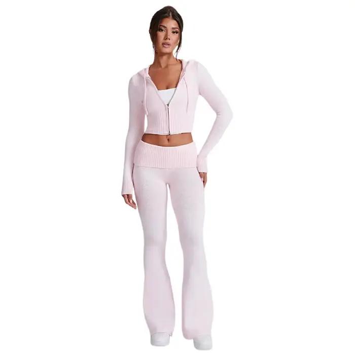 Nová jarná kolekcia - Dámske oblečenie - Krátky slim mikina s kapucňou - Pohodlné nohavice - Trendy set