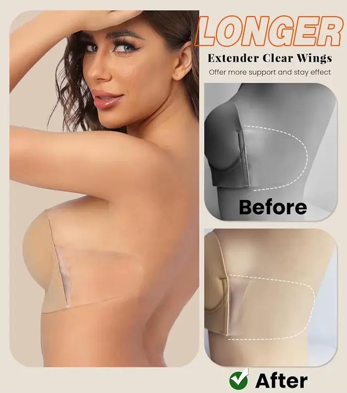 Samolepiaca push-up podprsenka bez ramienok s hlbokým výstrihom pre ženy