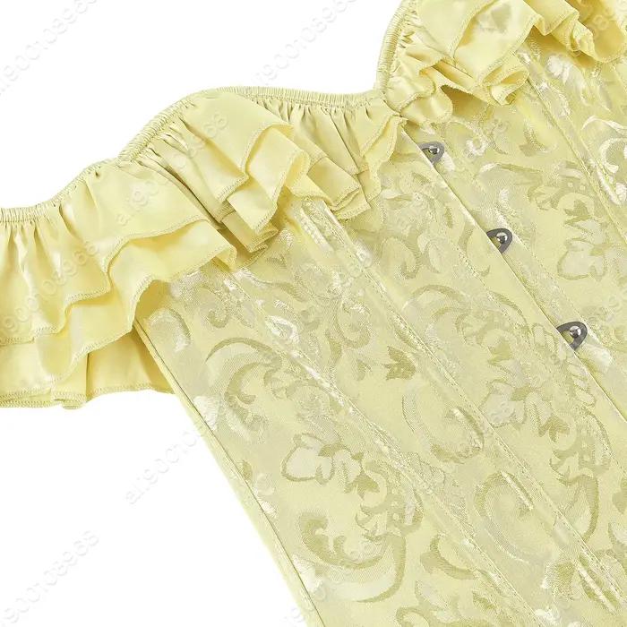 Corset bustier pour femme, design épaules dénudées, corset vintage à lacets, bustiers jacquard