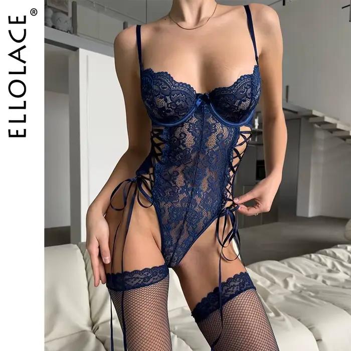 Ellolace fantazijné body Sexy Lingerie na šnúrky pre dospelých Sissy topy spodky zvyky