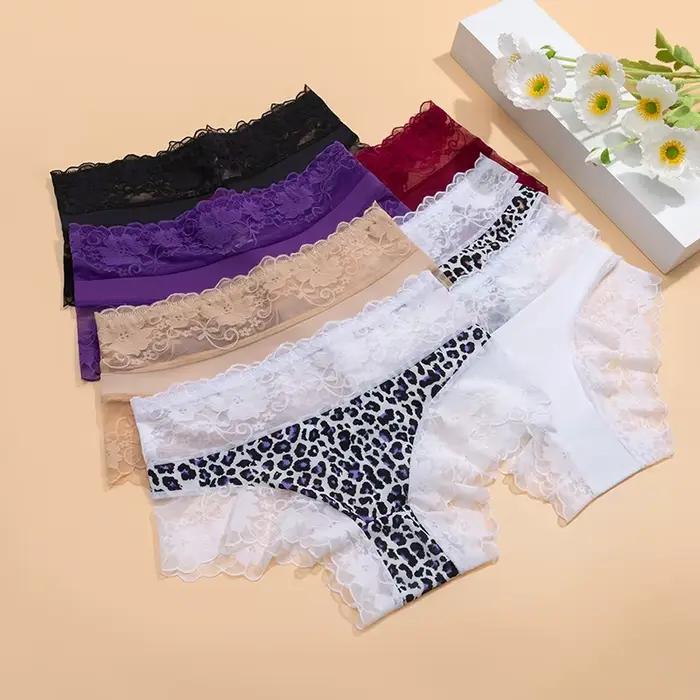 Giczi Nové Dámske Nohavičky Leopardí Krajka Kvetinová Móda Sexy Priehľadná Priedušná Pohodlná