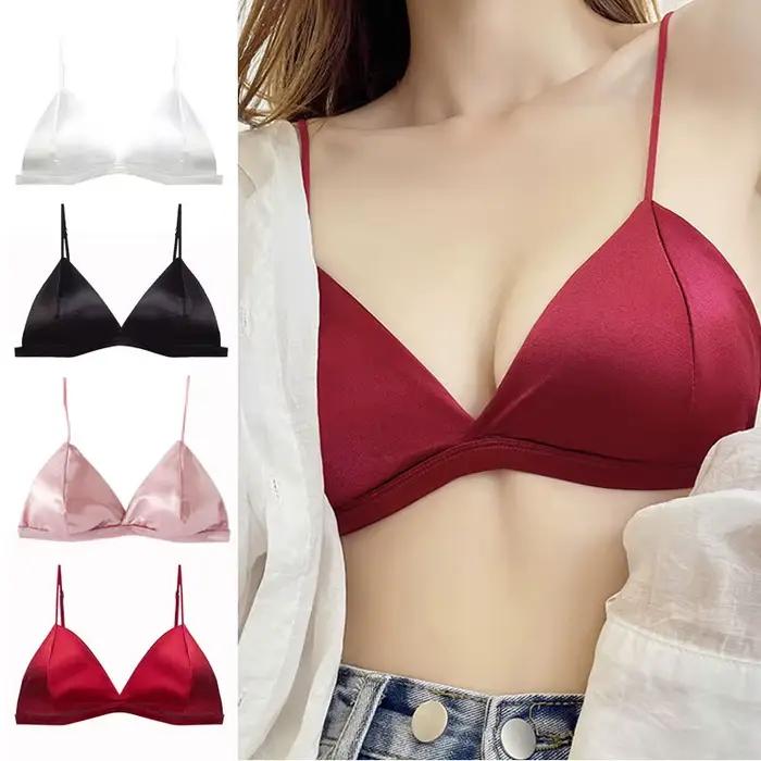 Soutien-gorge de Style français pour femmes, poitrine enveloppée, sangle d'épaule réglable, boucle unique, haut tubulaire Sexy en Satin, sous-vêtements, Lingerie