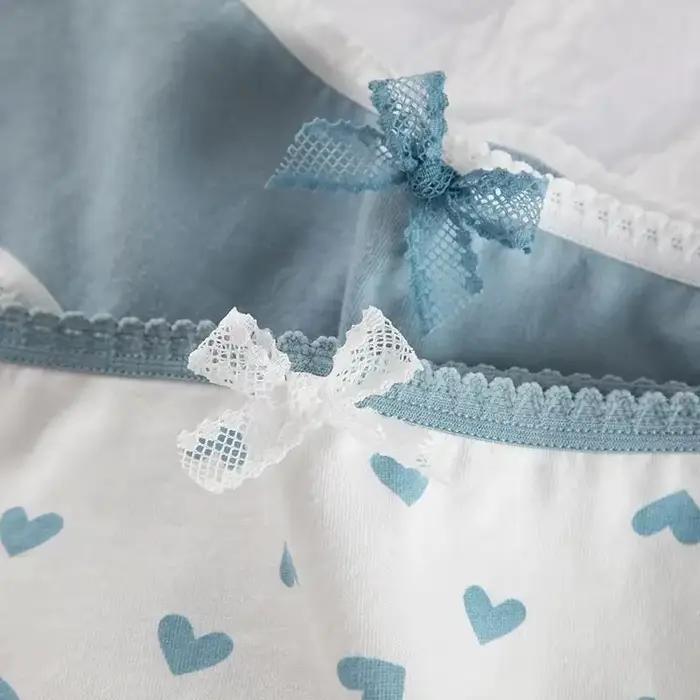 Lot de 5 culottes douces pour femmes, imprimé à carreaux cœur, respirantes et confortables pour le quotidien