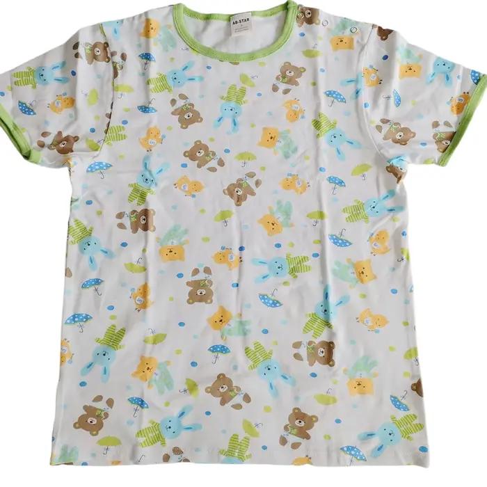 T-shirt mignon pour hommes et femmes, avec boutons-pression sur une épaule, pyjama de maison en pur coton, dessin animé kawaii ABDL
