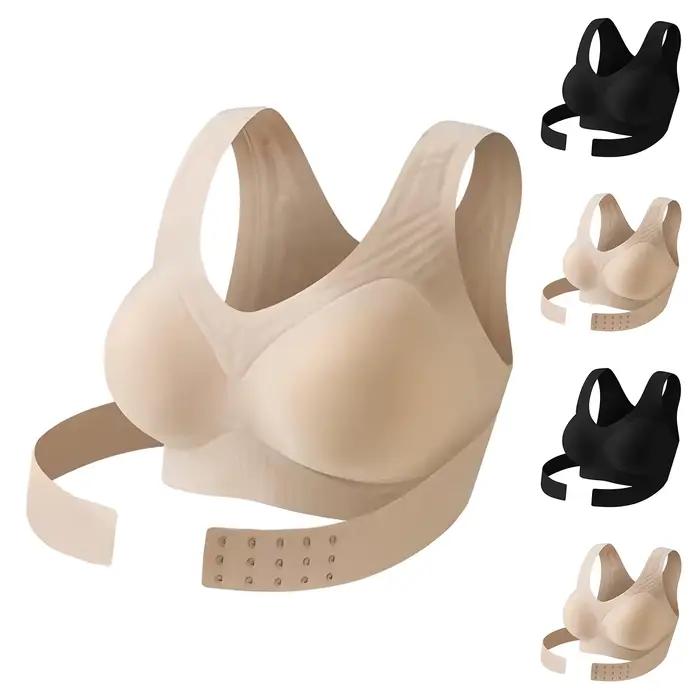 Soutien-gorge liftant et correcteur de posture pour femme, à fermeture avant, sans armatures, rembourré, couvrance complète, soutien dorsal, pour l'alignement de la colonne vertébrale