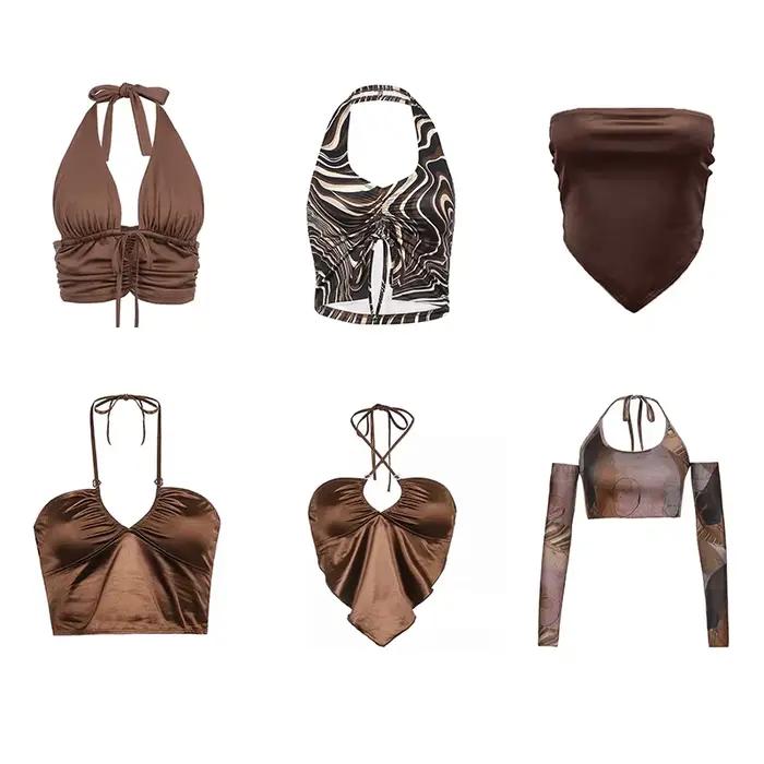 36 Štýlov Sexy Vintage Ramienkové Y2K Halter Top Krátky Dámsky Letný 90. Roky Odhalený Chrbát Top Tielko Tričká Dámska Móda Fitness