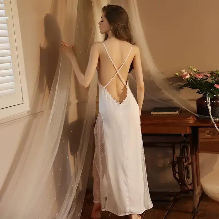 Dámska nočná košeľa nová Sexy odhalený chrbát dlhá
