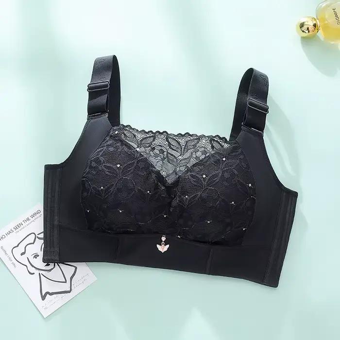 Soutien-gorge à couverture complète sans armatures pour femmes, soutien-gorge en dentelle non rembourré, soutiens-gorge en dentelle, soutien-gorge en V, coupe complète, solide, grande taille