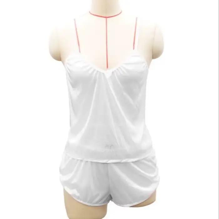 Ensemble pyjama sexy pour femmes, hauts sans manches spaghetti + short, costume de maison, camisole d'été, col en V, vêtements de nuit pour femmes occasions spéciales