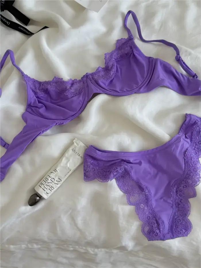 Ensemble soutien-gorge et culotte rose sans doublure