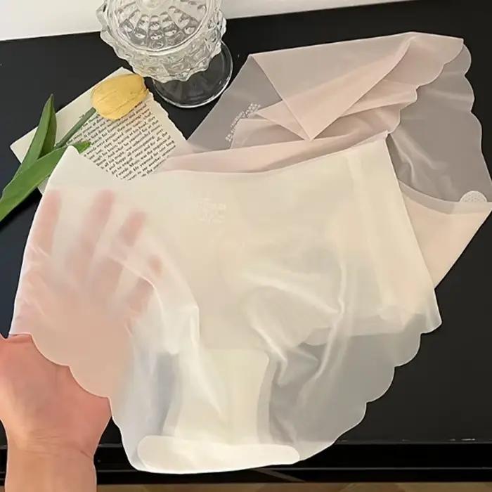 Culotte invisible en soie glacée pour femmes, sous-vêtements ultra fins sans couture, design 3D invisible, panty taille haute, lingerie confortable et respirante, essentials de voyage, yoga, pilates