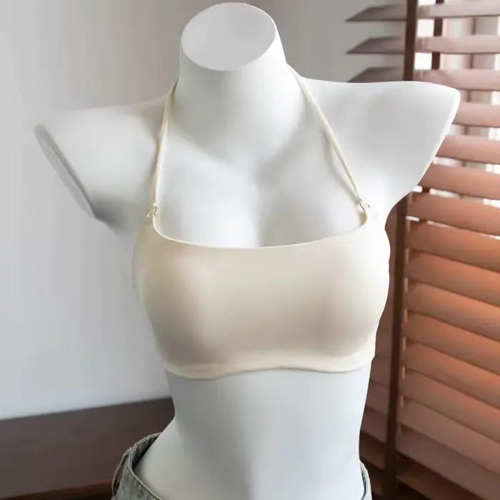 Soutien-gorge Halter sans couture et sans dos pour femme, sans armatures, push-up, anti-affaissement, doux et confortable, pour usage quotidien, maison ou bureau, tailles S M L XL