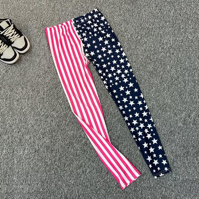 Nové elastické jegging s pruhmi a hviezdičkami Legíny módne capri dámske