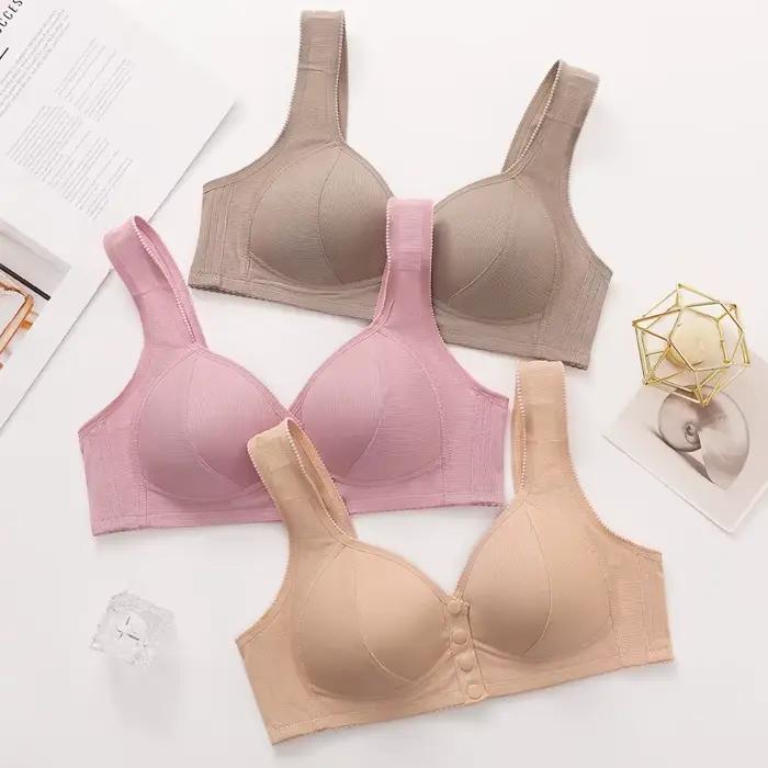 Soutien-gorge à fermeture frontale sans fil pour femmes d'âge moyen et âgées, confortable, Anti-affaissement, grande taille, tissu en Nylon respirant