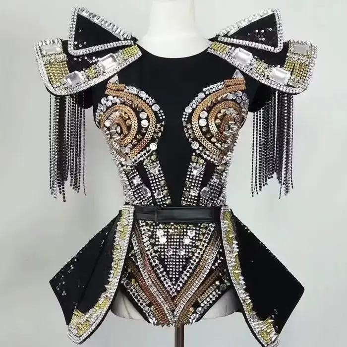 Krištáľový body catsuit s kamienkami pre tanečníkov