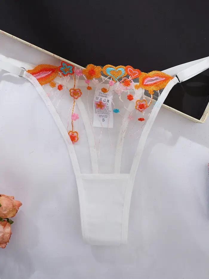 Nový sexy set spodnej bielizne 2026 s kvetinovou výšivkou