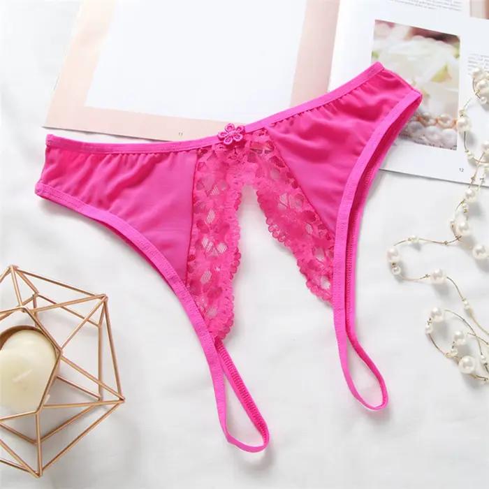 Y2k culotte d'ouverture pour femmes, slip Sexy en dentelle florale, tongs mignonnes, vêtements de nuit populaires, Occasions romantiques