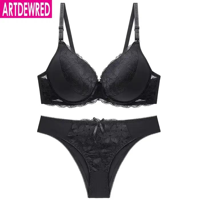 Ensemble de sous-vêtements brodés pour femmes, soutien-gorge push-up, soutien-gorge en dentelle, ensembles brefs, sexy, bonne qualité, grande taille, nouveau