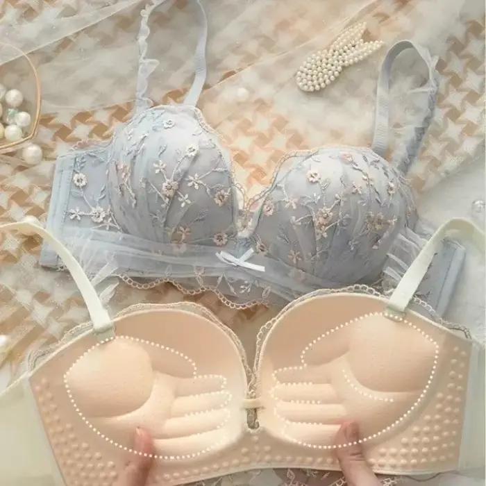 Soutien-gorge froncé pour femmes, petits seins, Collection de poitrine plate, poitrine latérale, Anti-affaissement, sans anneau en acier, soutien-gorge en relief pour femmes