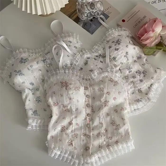 Haut camisole Noocuxuekon en dentelle florale pour femmes, élégant et doux pour l'été et les occasions spéciales