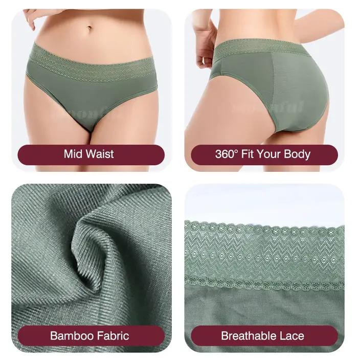 3 pièces culottes menstruelles femme flux très abondant période menstruelle sous-vêtements taille moyenne étanche période culotte pour filles ensemble culotte menstruelle absorbant fille