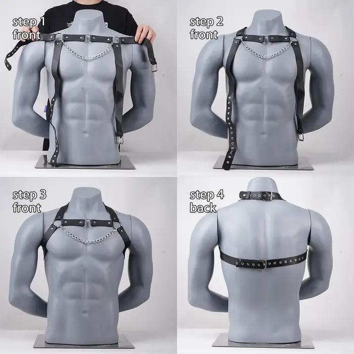 Harnais de poitrine en cuir avec chaînes, tenue quotidienne, lingerie chaîne de corps en cuir, accessoires vestimentaires, harnais de poitrine en cuir avec chaînes