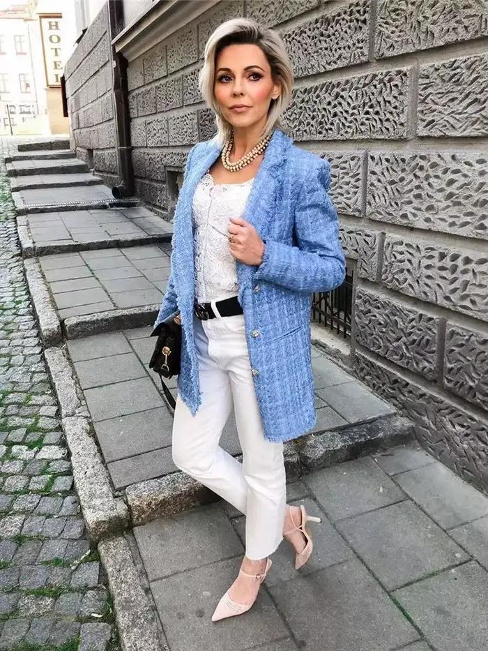 Tvíd – vintage sako voľného strihu a elegantné pre ženy