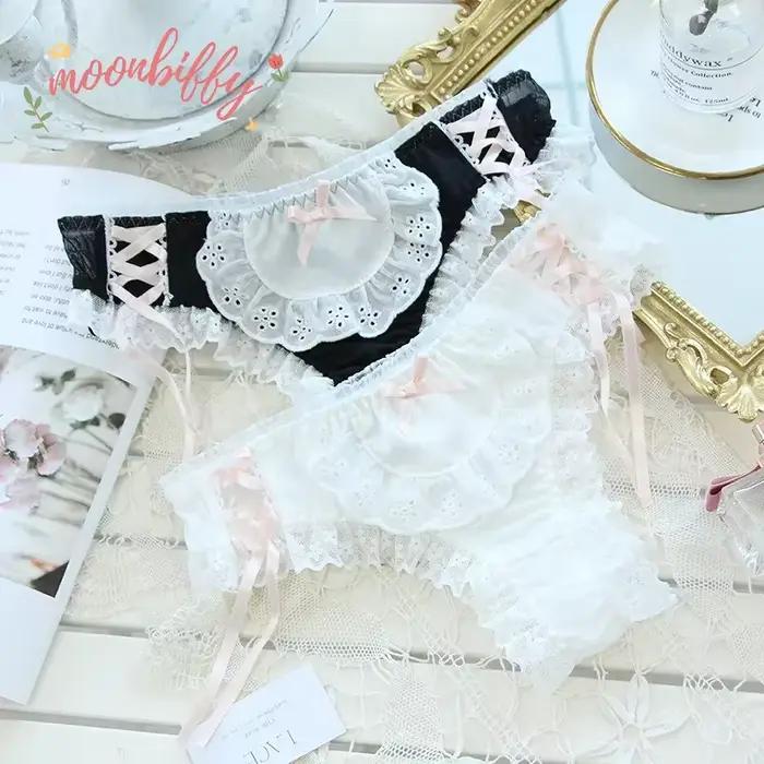 Culotte Japonaise Kawaii en Dentelle pour Fille, Sous-Vêtement Confortable en Coton, Lingerie Sexy Lolita