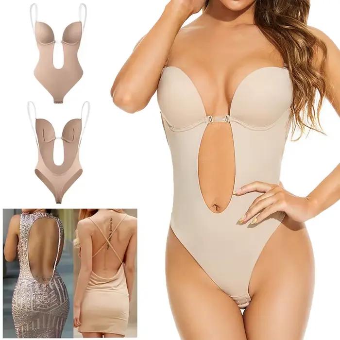 Body Invisible pre ženy string Shaper spevňujúci korzet Sexy hlboký výstrih do V odhalený chrbát Vystužený Push Up spevňujúca spodná bielizeň