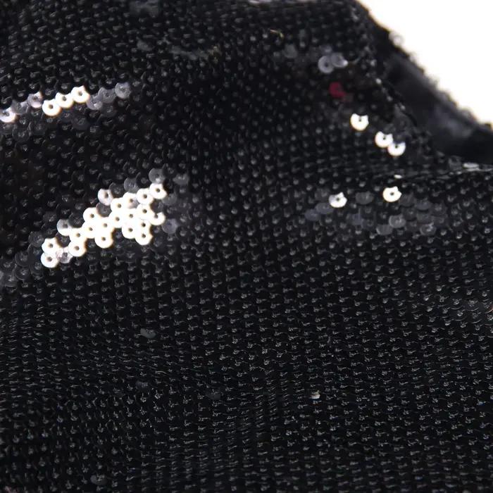 Robe élégante en polyester avec paillettes pour femmes, mini longueur, décolleté rond, longues manches, style high street pour banquets et cérémonies
