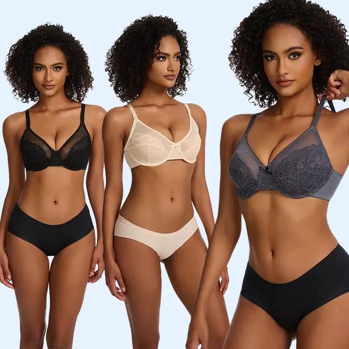Soutien-gorge minimiseur grande taille à armatures, couverture complète, non rembourré, dentelle florale, soutien de levage, Anti-affaissement, confortable, doux, français, pour femmes