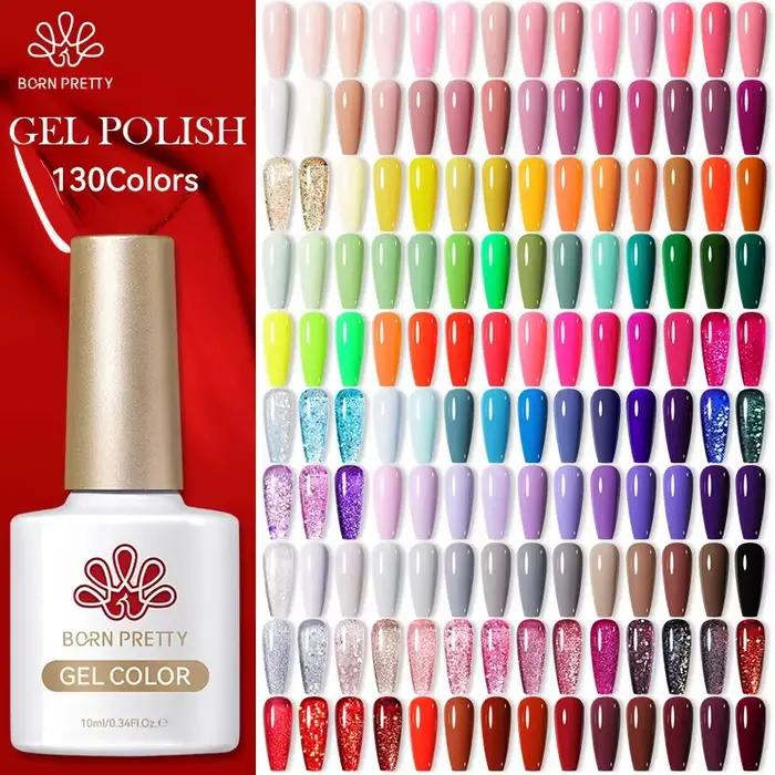 BORN PRETTY 130 farieb Gélový lak na nechty 10ml Polostály lak Nail Art manikúra namáčanie LED UV Gél lak na