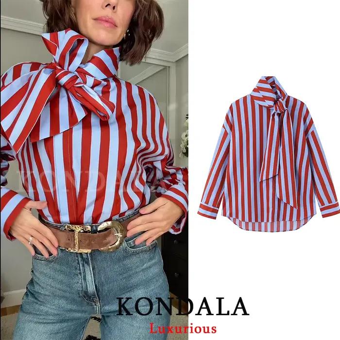 Blouse Kondala Vintage à Col Rabattu en Polyester avec Boutons pour Femmes Occasions Spéciales Printemps Été
