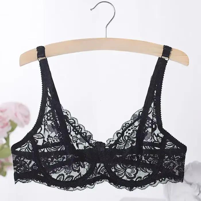 Soutien-gorge sexy en dentelle transparente pour femmes, confortable, élastique, à armatures, solide, respirant, sous-vêtements chauds, également précieux