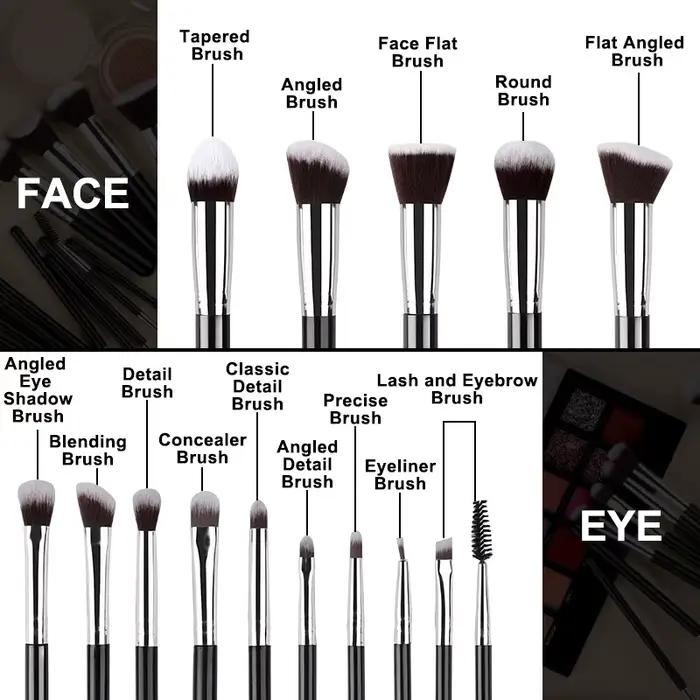 Profesionálna sada 14 jemných a nadýchaných kefiek na make-up na podkladovú bázu