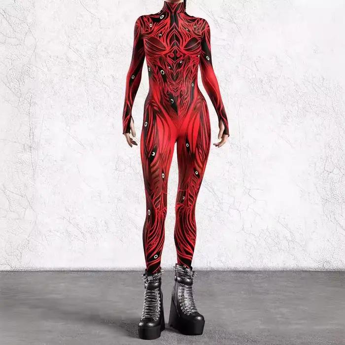 Body de Cosplay de vacances Punk Art, combinaison à lignes irrégulières, Costume de fête d'halloween pour hommes et femmes, Costume Zentai en Polyester à manches longues