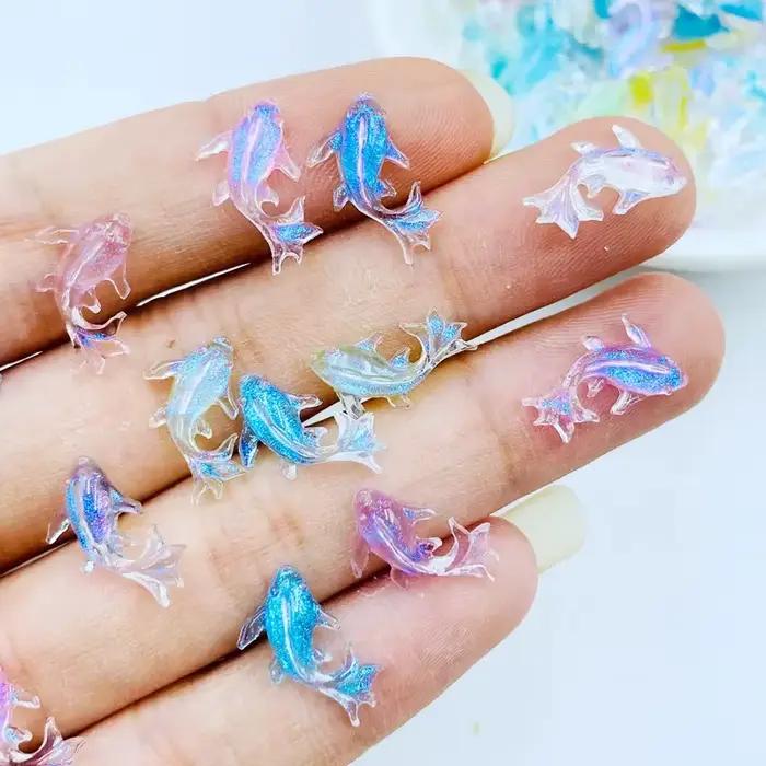 20 ks 3D Kawaii zmiešaná rybka z živice Nail Art dekorácie karikatúra ľad Priehľadné kamienky na nechty prívesky