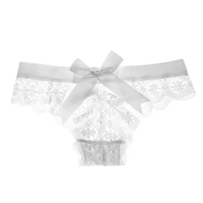 Dos cravate nœud femmes culottes couleur unie taille basse sans couture sous-vêtements Sexy évider respirant extensible Sexy slips tongs