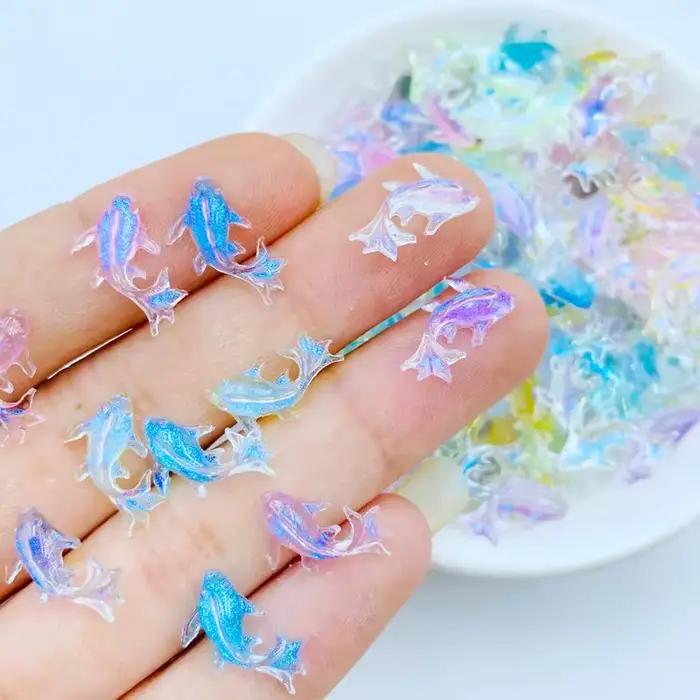 20 ks 3D Kawaii zmiešaná rybka z živice Nail Art dekorácie karikatúra ľad Priehľadné kamienky na nechty prívesky