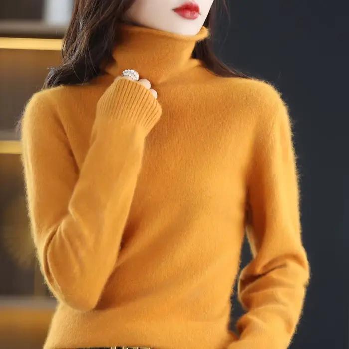 Pullover en mink cashmere pour femme, automne-hiver, col roulé, sortie nocturne, Carnaval, élégance intemporelle