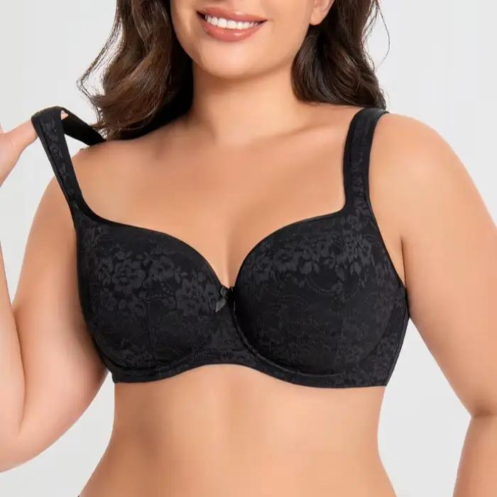 Soutien-gorge Grande Taille Confortable pour Femmes, Bonnets Complets en Dentelle avec Armatures, Anti-affaissement, Effet Minimiseur, Tailles 34/75-42/95, Bonnets DEFGH